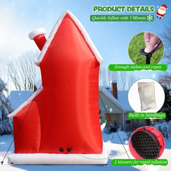 ⚡12FT Christmas Inflatable Castle with Santa Snowman and Reindeer Outdoor Decor - Picture 5 of 7